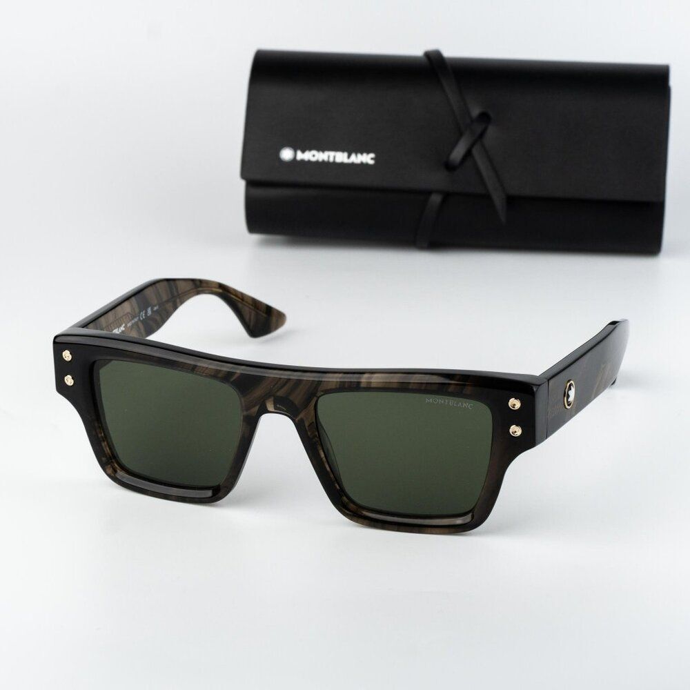 Montblanc Men Sunglasses Brown Green Square MB0253S 005 NEW AUTHENTIC